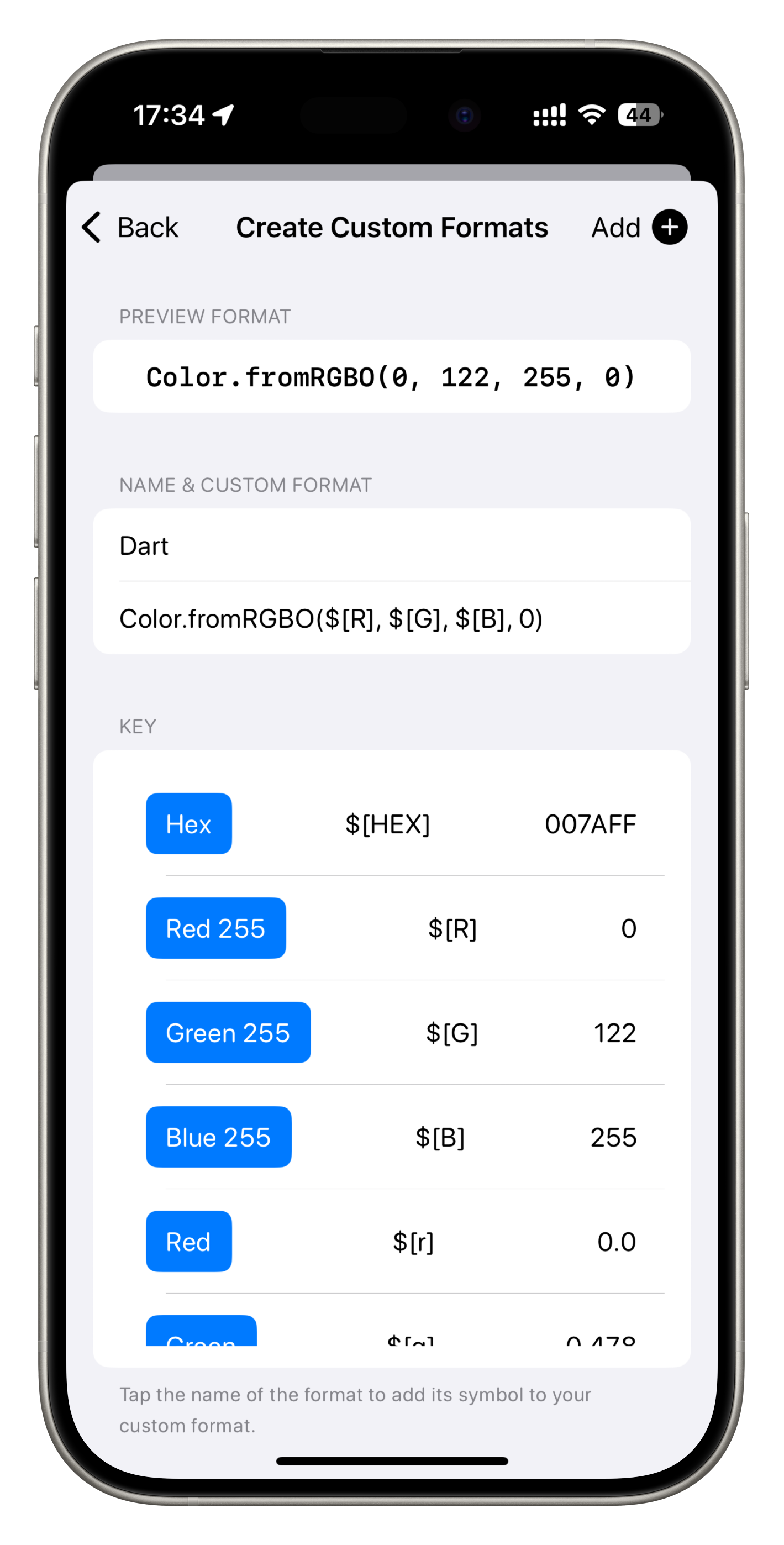 HueHouse custom color format builder