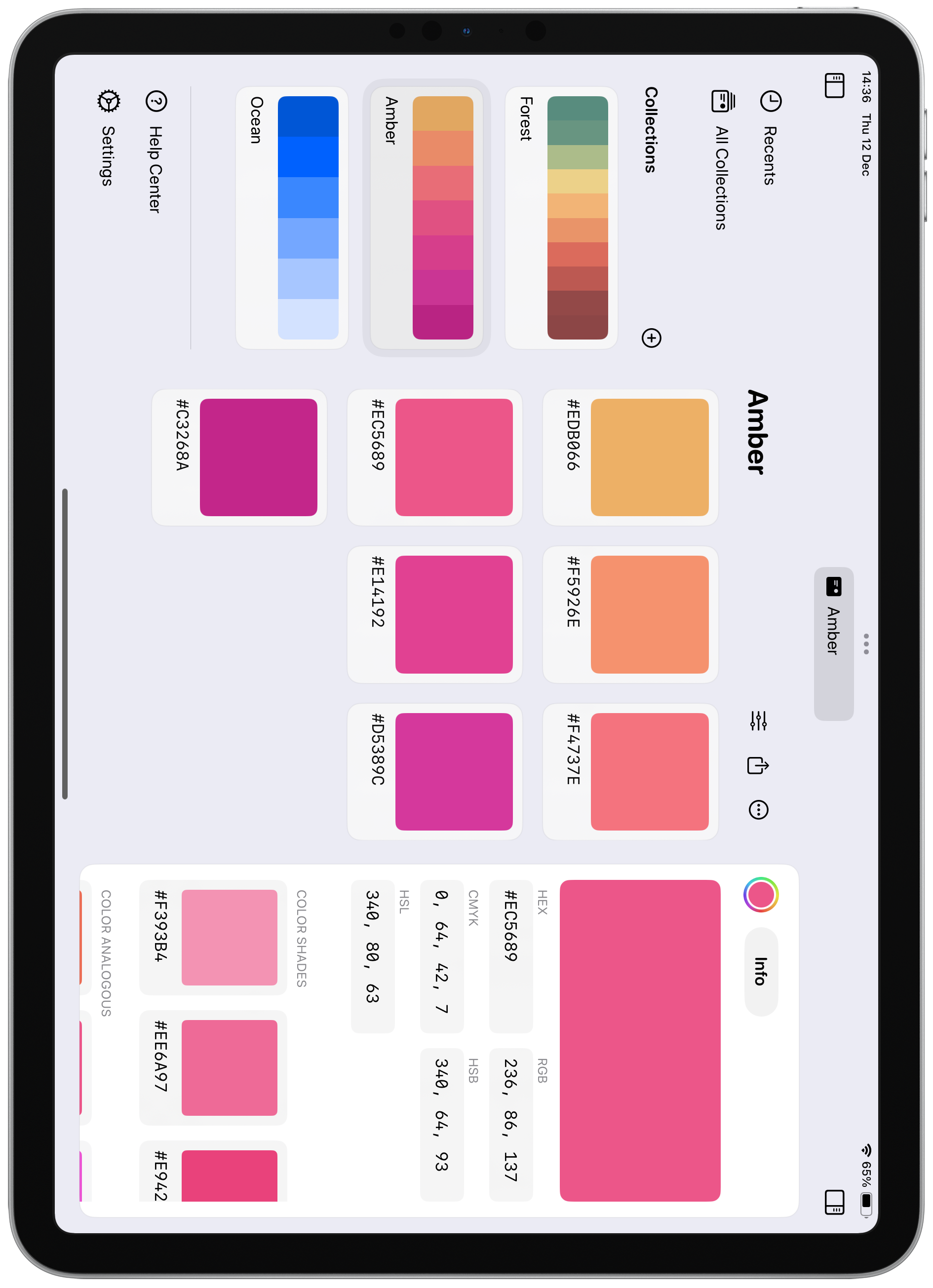 HueHouse color format list in the real app