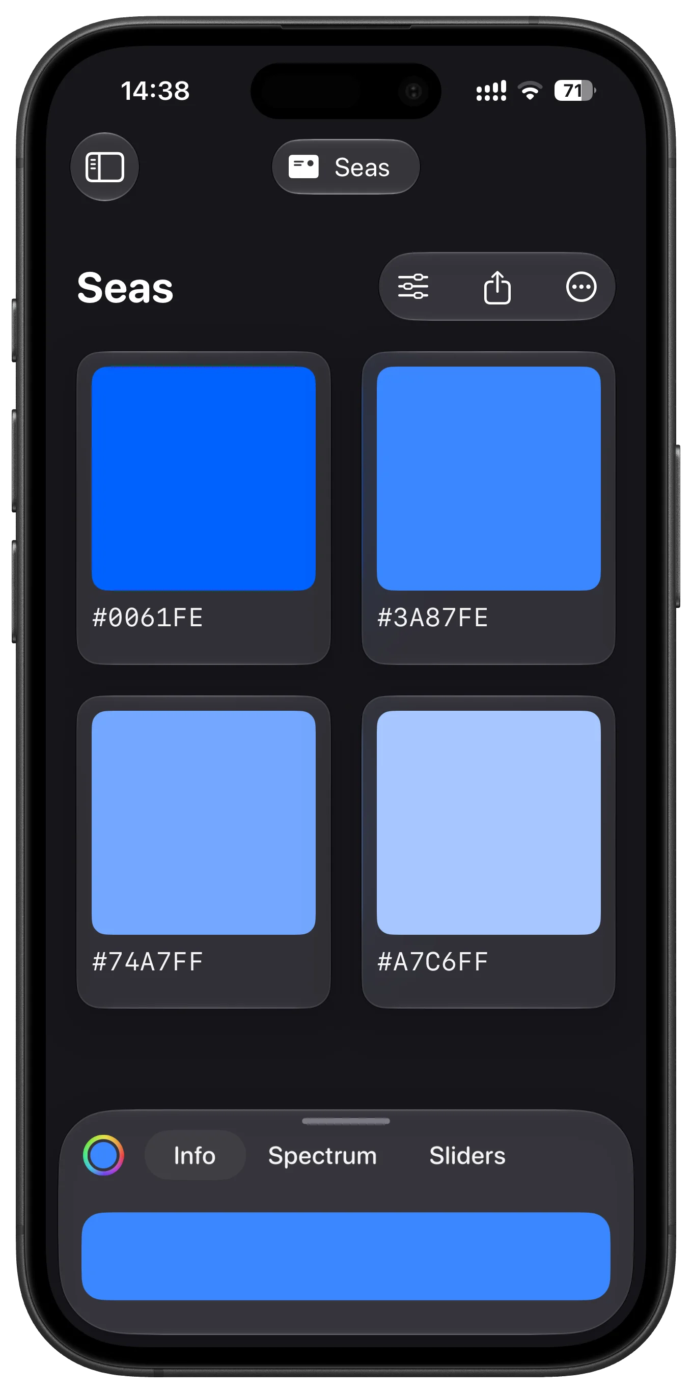 HueHouse running in dark mode on iPhone