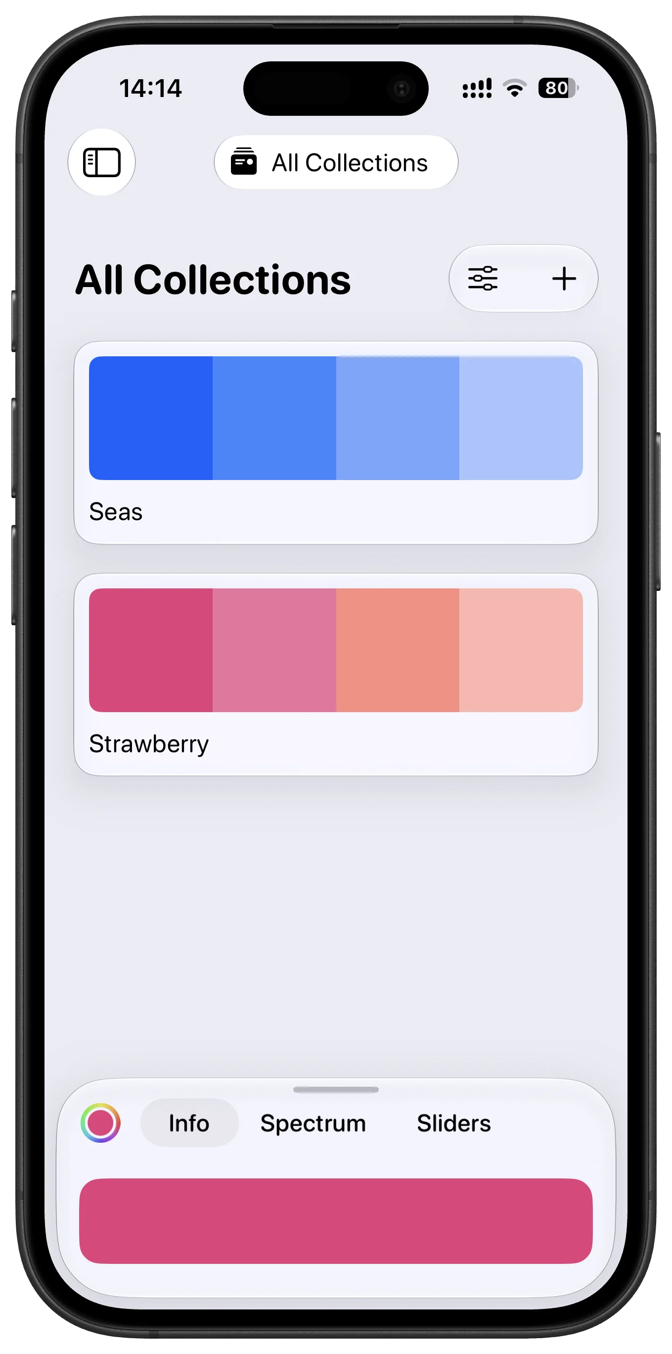 HueHouse collection screen on iPhone