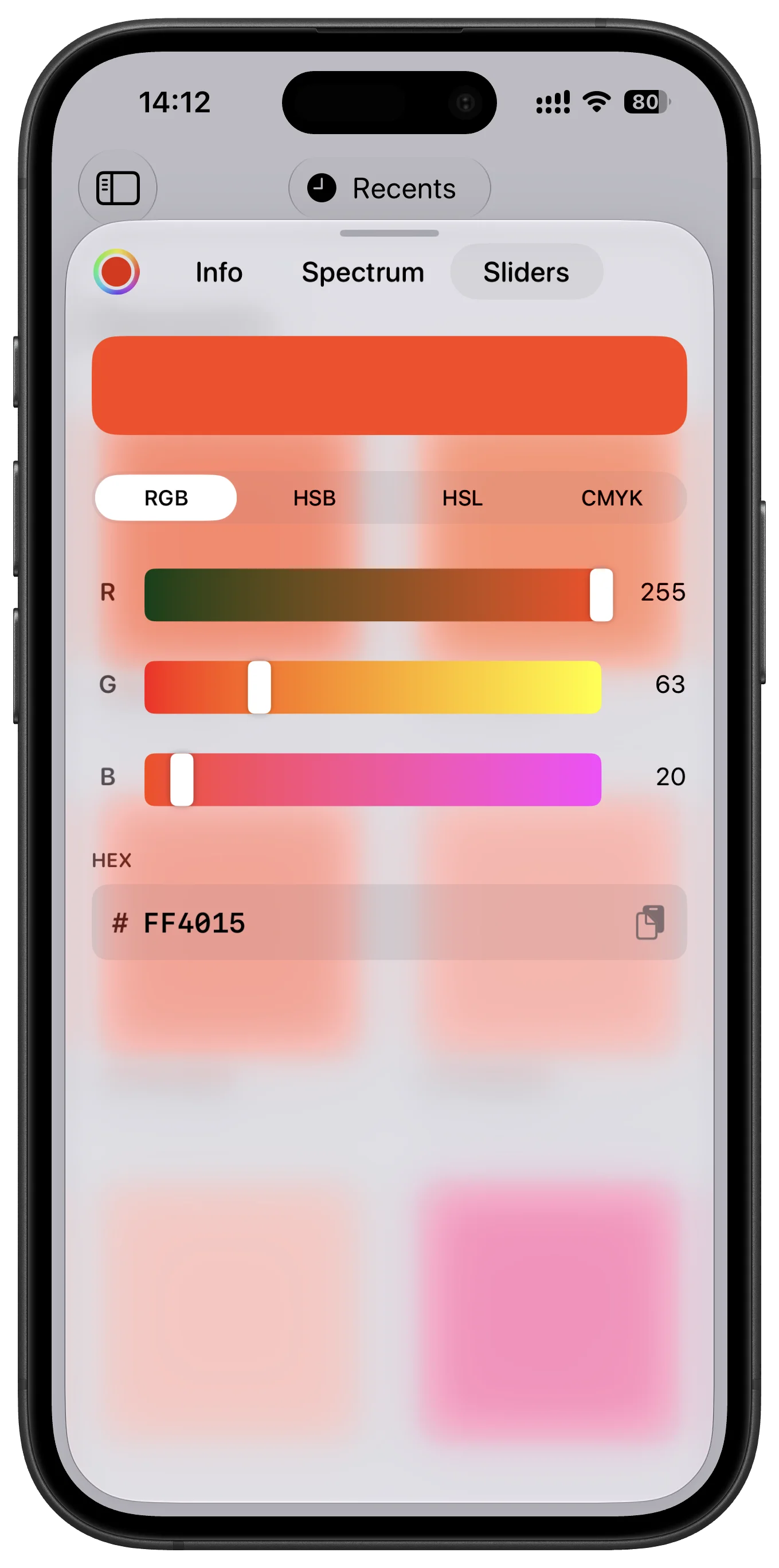 HueHouse professional color adjustment controls on iPhone